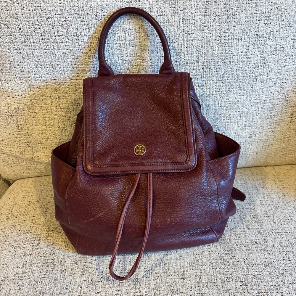 Tory Burch Deep Red Leather Backpack